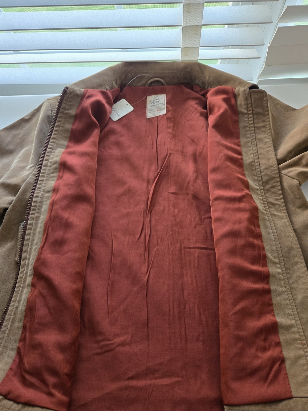 Free People Blair Vegan Suede Moto Trucker Shacket Cargo Utility Jacket Brown L - Picture 8 of 12
